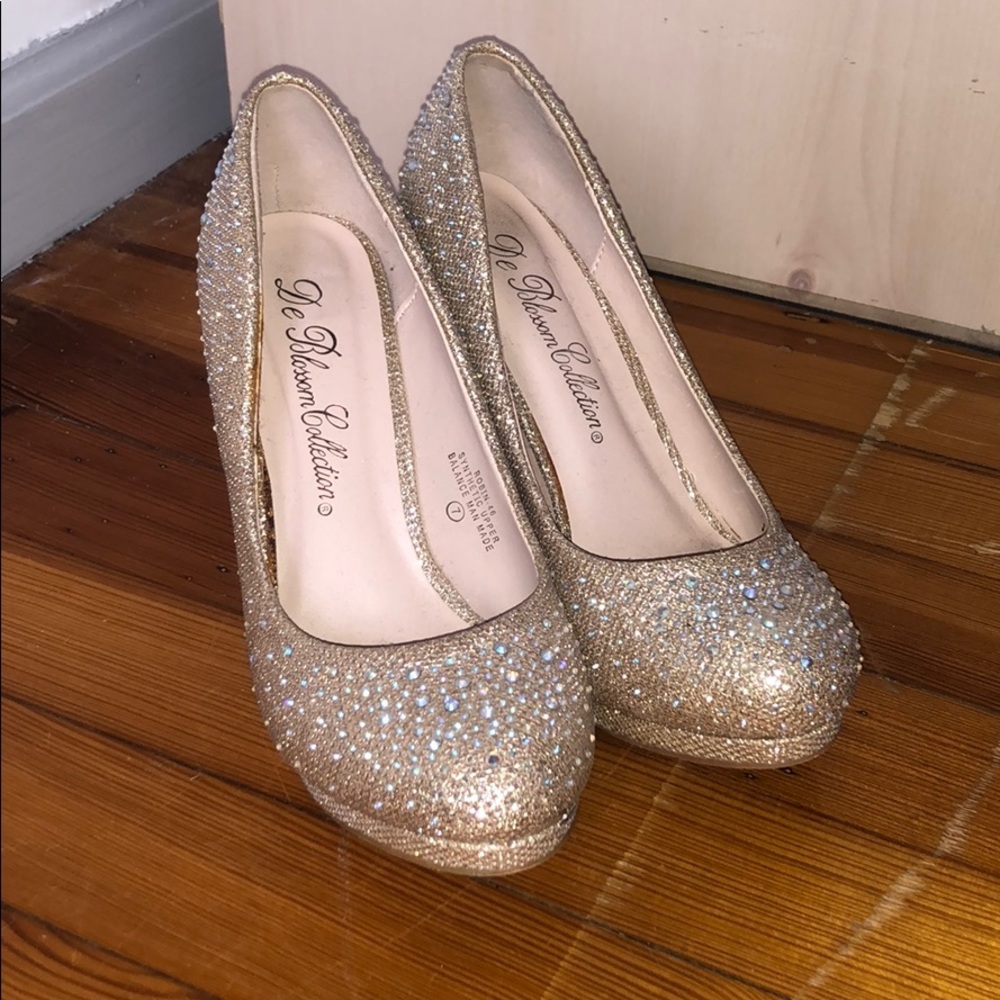 Gold sequined heels